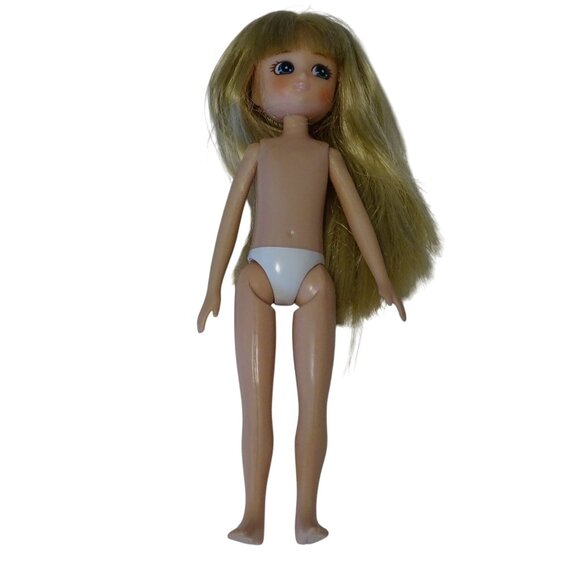 Arklu Lottie Doll Long Blonde Hair with Pink Shirt and Striped Footed Tights 7" - Picture 4 of 10